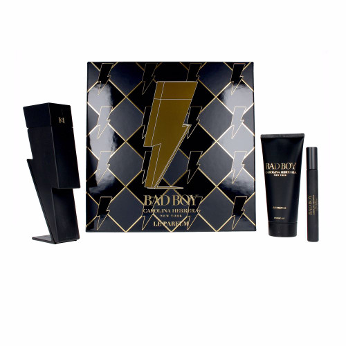 CAROLINA HERRERA BAD BOY LE PARFUM 3 PCS SET: 3.4 EAU DE PARFUM SPRAY + 0.34 EAU DE PARFUM SPRAY + 3.4 SHOWER GEL (HARD)