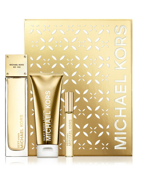 MICHAEL KORS SEXY AMBER 3 PCS SET: 3.4 EAU DE PARFUM SPRAY + 0.34 EAU DE PARFUM ROLLERBALL + 3.4 BODY LOTION