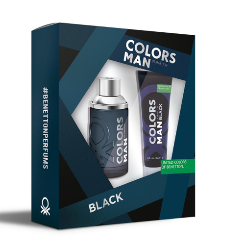 BENETTON COLORS BLACK 2 PCS SET FOR MEN: 3.4 EAU DE TOILETTE + 2.5 SHOWER GEL