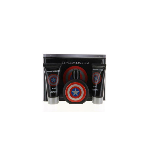 MARVEL CAPTAIN AMERICA HERO 3 PCS SET FOR MEN: 3.4 EAU DE TOILETTE SPRAY + 3.4 SHOWER GEL + 3.4 AFTER SHAVE BALM