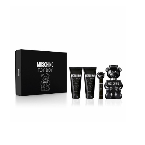 MOSCHINO TOY BOY 4 PCS SET: 3.4 EAU DE PARFUM SPRAY + 3.4 BATH & SHOWER GEL + 3.4 AFTER SHAVE BALM + 0.33 EAU DE PARFUM SPRAY