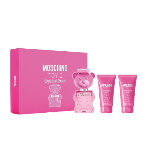 MOSCHINO TOY 2 BUBBLE GUM 3 PCS SET FOR WOMEN: 1.7 EAU DE TOILETTE + 1.7 BODY LOTION + 1.7 SHOWER GEL