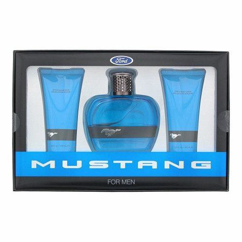 MUSTANG BLUE 3 PCS SET FOR MEN: 3.4 EAU DE TOILETTE SPRAY + 3.4 AFTER SHAVE + 3.4 BODY WASH