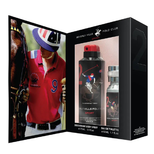 BEVERLY HILLS POLO CLUB SPORT TWO 2 PCS GIFT SET FOR MEN: 1.7 EAU DE TOILETTE + 5.9 DEODORANT SPRAY