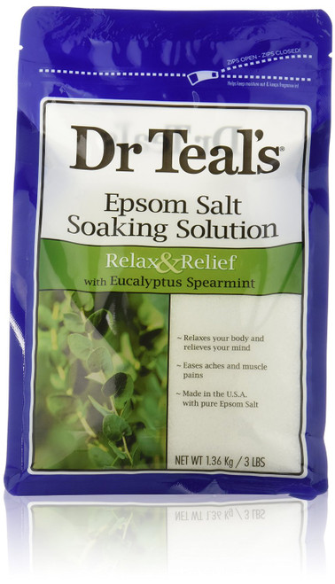 DR. TEAL'S PURE EPSOM SALT SOAKING SOLUTION RELAX & RELIEF WITH EUCALYPTUS & SPEARMINT 3 LBS