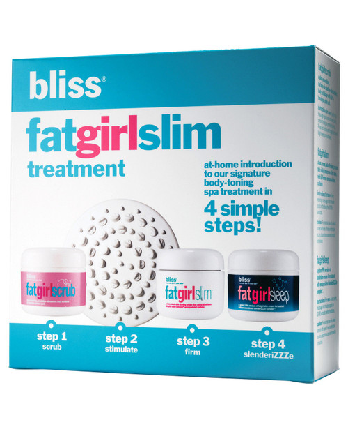 BLISS STARTER SERIES FAT GIRL SLIM 4 PCS SET: FAT GIRL SCRUB 1.7 OZ + FAT GIRL SLIM 2 OZ + FAT GIRL SLEEP 2 OZ + FAT GIRL SLIMULATOR