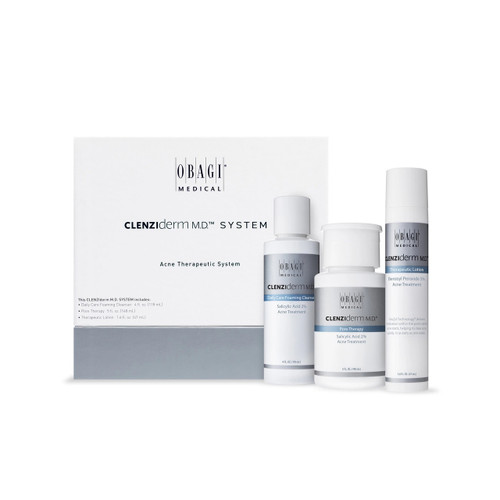 OBAGI CLENZIDERM MD SYSTEM 3 PCS SET: 4 OZ CLEANSER + 5 OZ PORE THERAPY + 1.6 LOTION