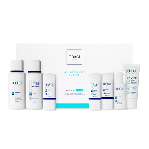 OBAGI NU DERM FX SYSTEM 7 PCS SET #NORMAL/OILY: 6.7 FOAMING GEL + 6.7 TONER + 2 OZ CREAM + 2 OZ ENHANCER + 1.7 MOISTURIZER + 2 OZ BLENDING CREAM + 3 OZ SUN SHIELD