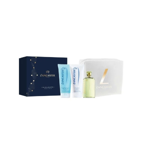 LANCASTER EAU 3 PCS SET FOR WOMEN: 4.2 EAU DE TOILETTE SPRAY + 6.7 BODY LOTION + 6.7 SHOWER GEL + POUCH