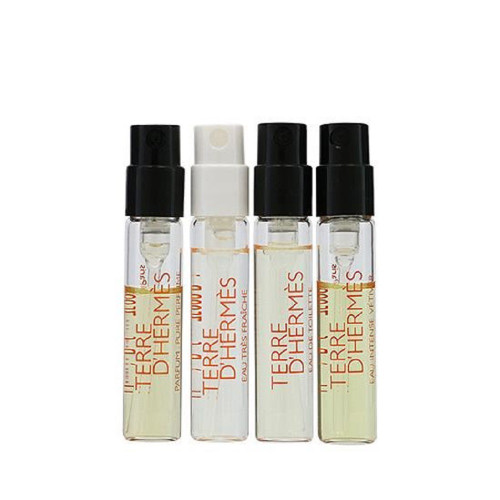 HERMES TERRE D''HERMES 4 PCS SET FOR MEN: AUTO REFRESH 0.06 EAU DE TOILETTE SPRAY + TAILED HERMES 0.06 EAU DE TOILETTE SPRAY + INTENSE VETIVER 0.06 EAU DE PARFUM SPRAY + TERRE D’HERMES 0.06 PURE PARFUM