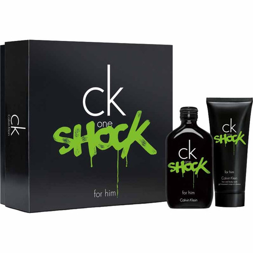 CK ONE SHOCK 2 PCS SET FOR MEN: 6.7 EDT SP + 3.4 SHOWER GEL