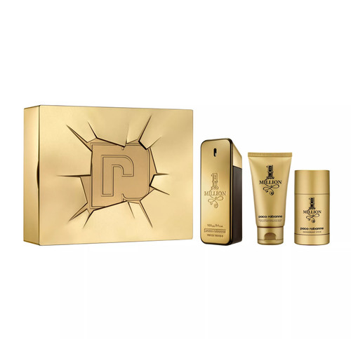 PACO ONE MILLION 3 PCS SET FOR MEN:3.4 EAU DE TOILETTE SPRAY + 3.4 AFTER SHAVE BALM + 2.5 DEODORANT STICK