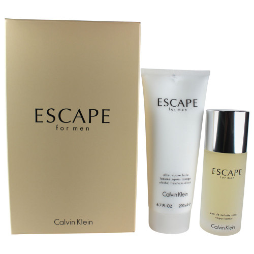 ESCAPE 2 PCS SET FOR MEN: 3.4 EAU DE TOILETTE SPRAY + 6.7 AFTER SHAVE BALM (PICTURE BOX)