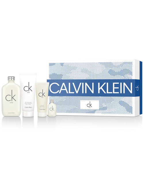 CK ONE 4 PCS SET: 6.8 EAU DE TOILLETE SPRAY + 15 ML EAU DE TOILETTE + 6.7 SKIN MOISTURIZER + 3.4 BODY WASH