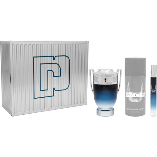 PACO INVICTUS LEGEND 3 PCS SET FOR MEN: 3.4 EAU DE PARFUM SPRAY + 2.5 DEODORANT SPRAY + 0.33 EAU DE PARFUM