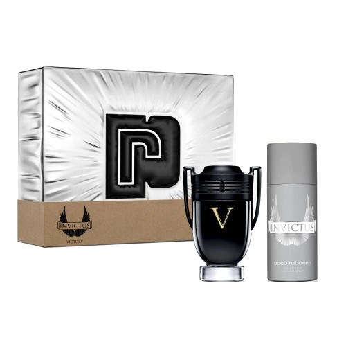 PACO RABANNE INVICTUS VICTORY 2 PC SET: 3.4 EAU DE TOILETTE SPRAY + 5 OZ DEODORANT SPRAY (TIN)