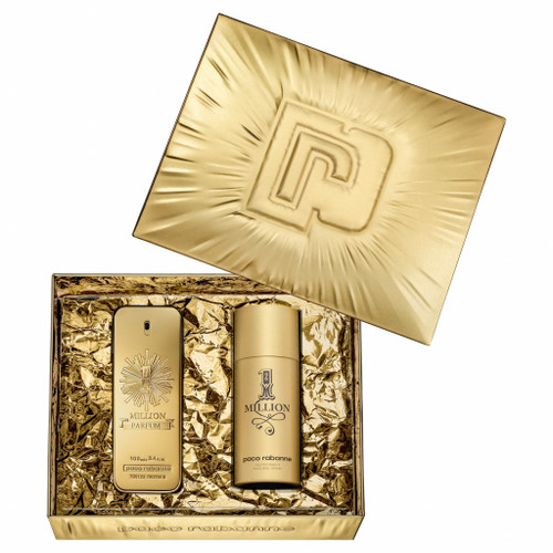 PACO ONE MILLION PARFUM 2 PCS SET: 3.4 PARFUM SPRAY + 5.1 DEODORANT SPRAY (METAL)