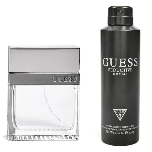 GUESS SEDUCTIVE 2 PCS SET FOR MEN: 3.4 EAU DE TOILETTE SPRAY + 6 OZ DEODORIZING BODY SPRAY (WINDOW BOX)