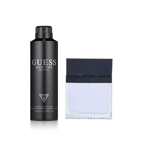 GUESS SEDUCTIVE 2 PCS SET FOR MEN: 1.7 EAU DE TOILETTE SPRAY + 6 OZ DEODORIZING BODY SPRAY (WINDOW BOX)