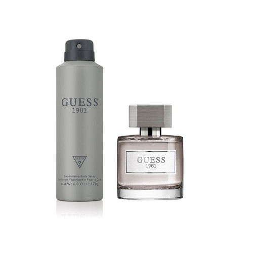 GUESS 1981 2 PCS SET FOR MEN: 1.7 EAU DE TOILETTE SPRAY + 6 OZ DEODORIZING BODY SPRAY (WINDOW BOX)