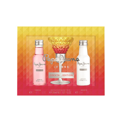 PEPE JEANS COCKTAIL EDITION 3 PCS SET FOR WOMEN: 1 OZ EAU DE TOILETTE SPRAY + 1.7 SHOWER GEL + 1.7 BODY LOTION