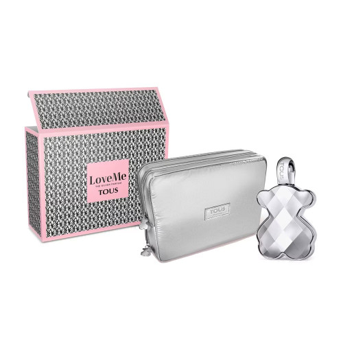 TOUS LOVEME THE SILVER PARFUM 2 PCS SET FOR WOMEN: 3 OZ PARFUM SPRAY + VANITY CASE