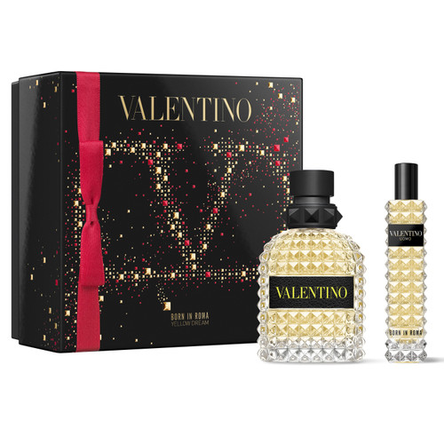 VALENTINO UOMO BORN IN ROMA YELLOW DREAM 2 PCS SET: 1.7 EAU DE TOILETTE SPRAY + 0.5 OZ EAU DE TOILETTE SPRAY (HARD BOX)