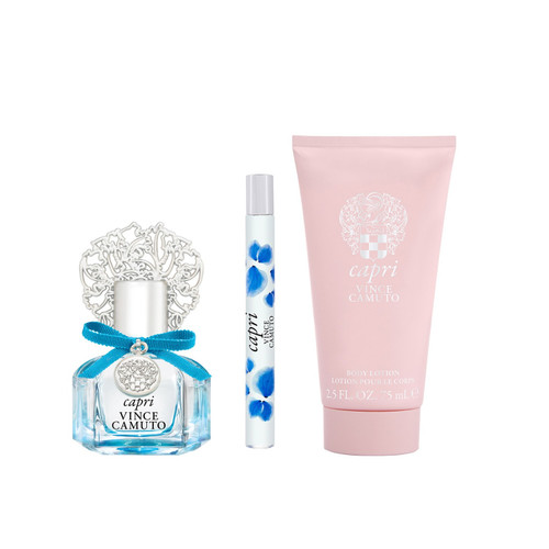 VINCE CAMUTO CAPRI 3 PCS SET: 3.4 EAU DE PARFUM SPRAY + 10 ML PURE PARFUM SPRAY + 5 OZ BODY LOTION