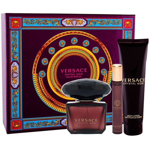 VERSACE CRYSTAL NOIR 3 PCS SET: 3 OZ EAU DE PARFUM SPRAY + 0.3 OZ EAU DE PARFUM SPRAY + 5 OZ BODY LOTION