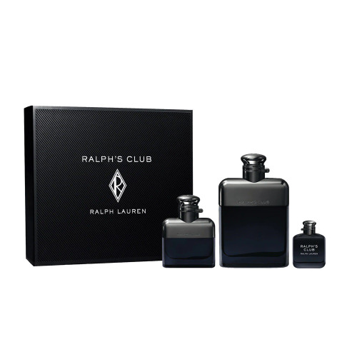 RALPH'S CLUB 3 PCS SET: 3.4 EAU DE PARFUM SPRAY + 1 OZ EAU DE PARFUM SPRAY + 0.25 OZ EAU DE PARFUM (HARD BOX)