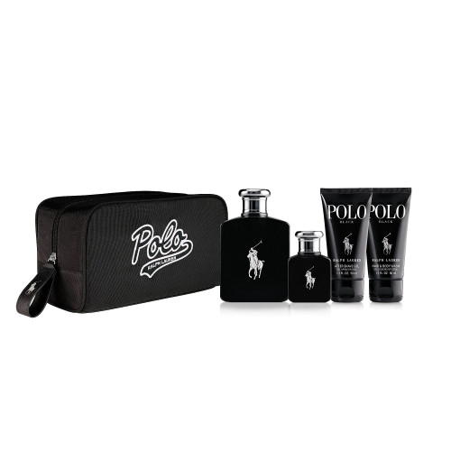 POLO BLACK 5 PCS SET 4.2 EAU DE TOILETTE SPRAY 1.36 EAU DE