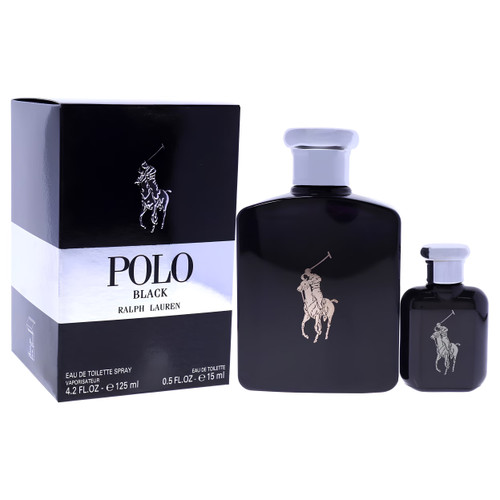 POLO BLACK 2 PCS SET FOR MEN: 4.2 EAU DE TOILETTE SPRAY + 0.5 OZ EAU DE TOILETTE