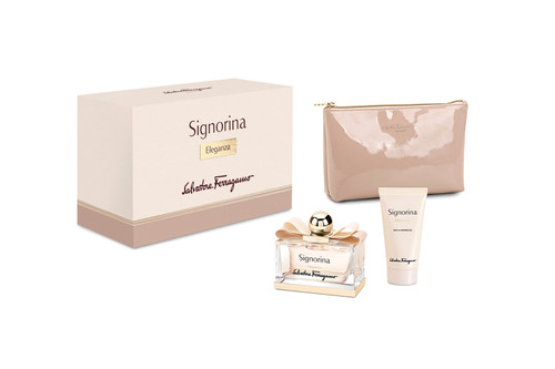 SALVATORE FERRAGAMO SIGNORINA ELEGANZA 3 PCS SET: 3.4 EDP SP + 1.7 SHOWER GEL + TRAVEL POUCH