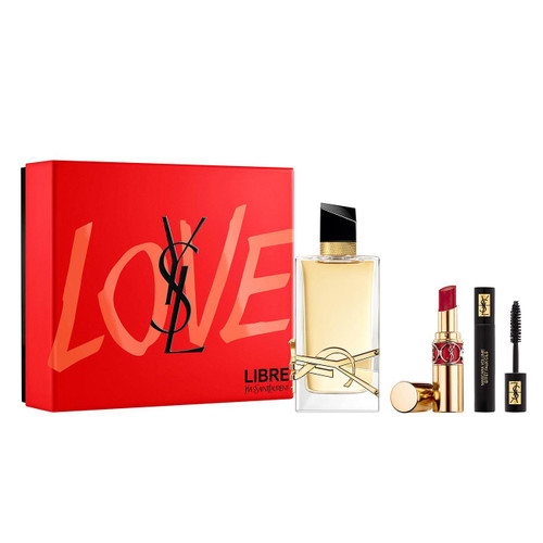 YSL LIBRE 3 PCS SET: 3 OZ EAU DE PARFUM SPRAY + 0.11 LIPSTICK + 0..06 MASCARA (HARD BOX)