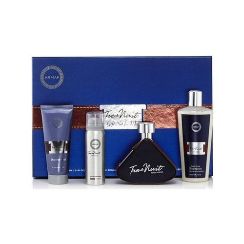 ARMAF TRES NUIT 4 PCS SET: 3.4 EAU DE PARFUM SPRAY + 3.4 SHOWER GEL + 1.7 BODY SPRAY + 8.4 SHAMPOO