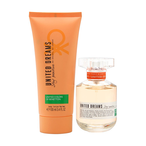 BENETTON UNITED DREAMS STAY POSITIVE 2 PCS SET: 2.7 EDT SP + 3.4 BODY LOTION