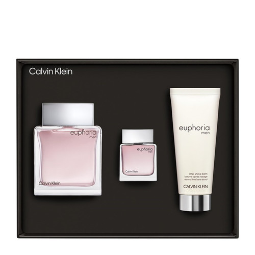 EUPHORIA 3 PC SET FOR MEN: 3.3 EAU DE TOILETTE SPRAY + 0.5 EAU DE TOILETTE SPRAY + 3.3 AFTER SHAVE BALM (HARD)