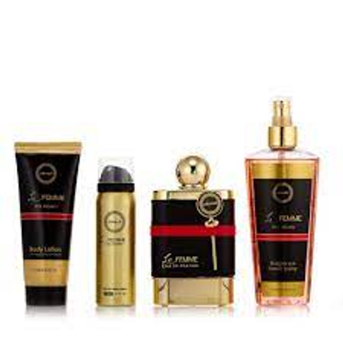 ARMAF LE FEMME 4 PCS SET: 3.4 EAU DE PARFUM SPRAY + 1.7 BODY SPRAY + 3.4 BODY LOTION + 8.4 BODY MIST