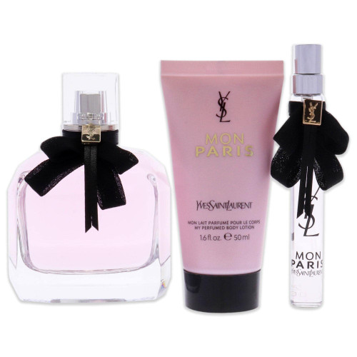 YSL MON PARIS 3 PCS SET FOR WOMEN: 3 OZ EAU DE PARFUM + 0.33 EAU DE PARFUM + 1.6 BODY LOTION