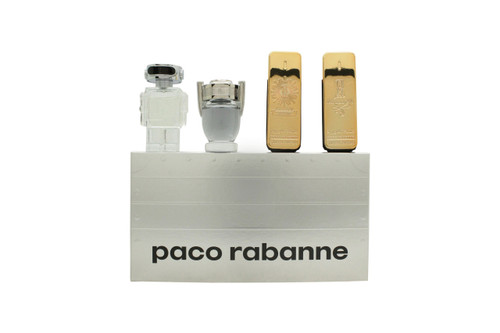 PACO RABANNE 4 PCS MINI SET FOR MEN: ONE MILLION 0.17 EAU DE TOILETTE + ONE MILLION 0.17 PARFUM + INVICTUS 0.17 EAU DE TOILETTE + PHANTOM 0.17 EAU DE TOILETTE