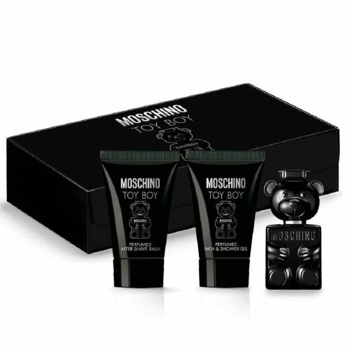 MOSCHINO TOY BOY 3 PCS SET FOR MEN: 1.7 EAU DE PARFUM SPRAY + 1.7 SHOWER GEL + 1.7 AFTERSHAVE BALM..