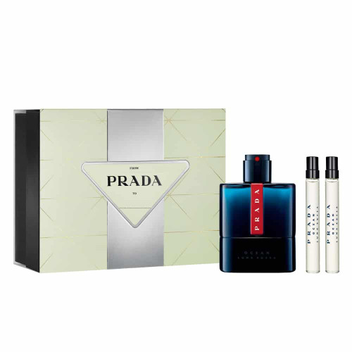 PRADA LUNA ROSSA OCEAN 3 PCS SET FOR MEN: 3.3 EAU DE TOILETTE SPRAY + 2 X 0.33 EAU DE TOILETTE SPRAY