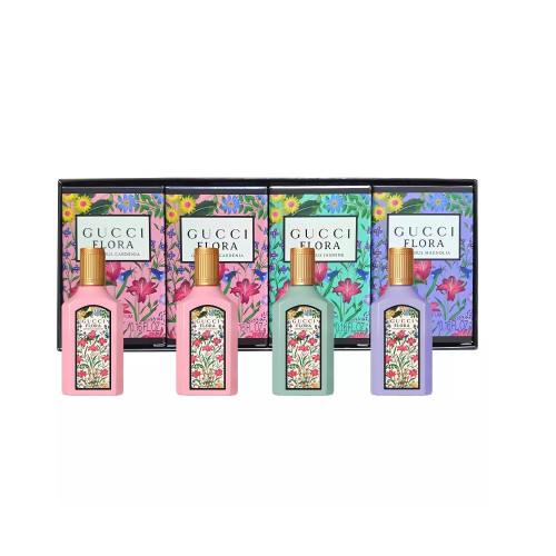 GUCCI FLORA 4 PCS SET FOR WOMEN: GORGEOUS GARDENIA 0.16 EAU DE PARFUM MINI + GORGEOUS GARDENIA 0.16 EAU DE PARFUM MINI + GORGEOUS MAGNOLIA 0.16 EAU DE PARFUM MINI + GORGEOUS JASMINE 0.16 EAU DE PARFUM MINI GUCCI FLORA 4 PCS SET FOR WOMEN: GORGEOUS GARDENIA 0.16 EAU DE PARFUM MINI + GORGEOUS GARDENIA 0.16 EAU DE PARFUM MINI + GORGEOUS MAGNOLIA 0.16 EAU DE PARFUM MINI + GORGEOUS JASMINE 0.16 EAU DE PARFUM MINI