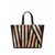 VICTORIA'S SECRET LARGE BLACK GOLD METALLIC STRIPED BOMBSHELL TOTE BAG