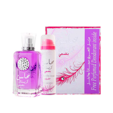 香水(女性用) Lattafa Mahasin Crystal Violet EDP 100ml MAHASIN CRYSTAL VIOLET EDP BY LATTAFA WITH DEODORANT SPRAY 100ML