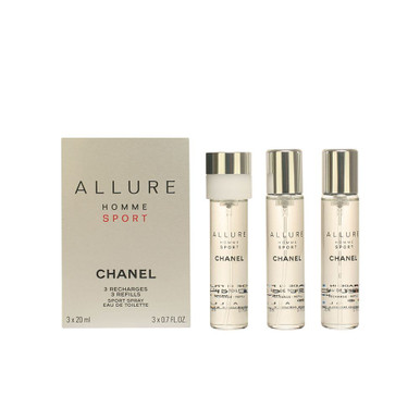 CHANEL (ALLURE HOMME SPORT) Eau de Toilette Refillable Travel Spray (3 x  20ml)