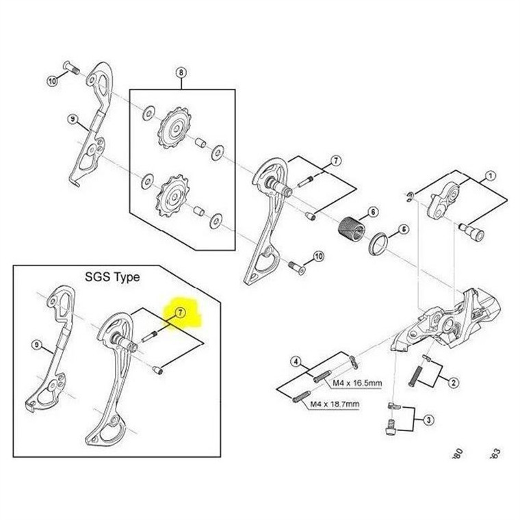 Support de poulie de dérailleur Shimano RD XT 780 EXT SGS