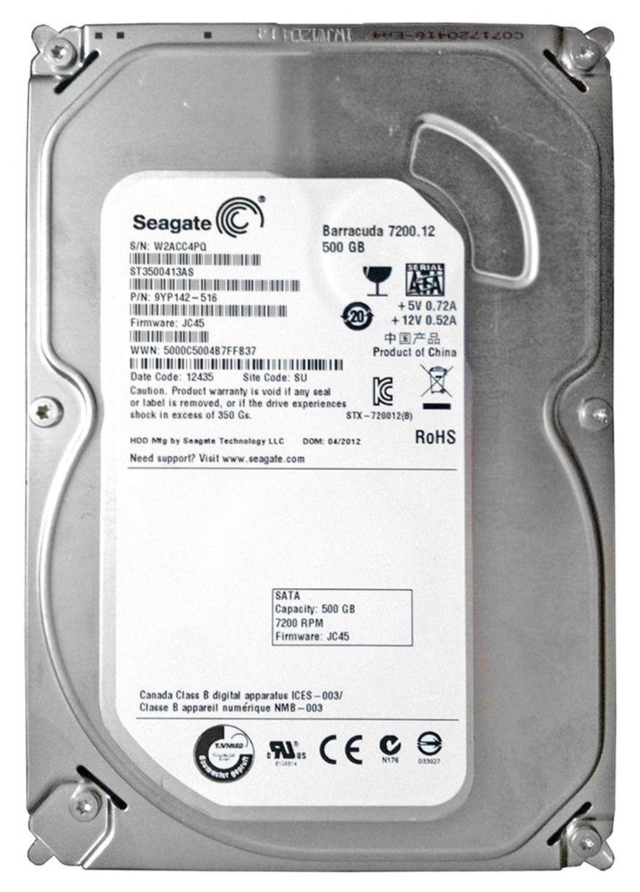 Seagate Barracuda 7200.12 ST3500413AS 500GB 7200 RPM 16MB Cache SATA  6.0Gb/s 3.5