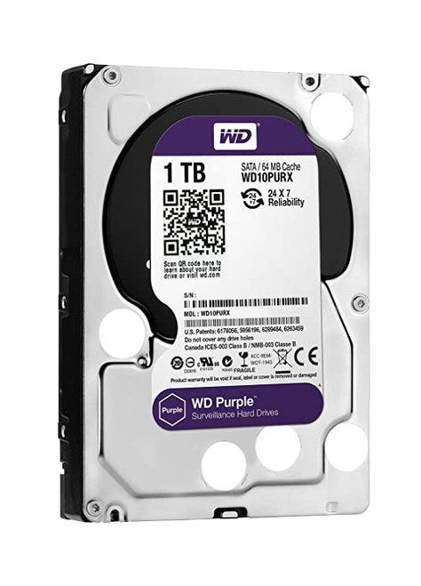 Western Digital Purple WD10PURX 1TB Surveillance Hard Disk Drive - Intellipower SATA 6Gb/s 64MB Cache 3.5 Inch - Used Western Digital Purple WD10PURX 1TB Surveillance Hard Disk Drive - Intellipower SATA 6Gb/s 64MB Cache 3.5 Inch - Used