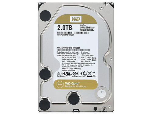 Western Digital HDD WD2005FBYZ 2TB SATA 6Gb/s 7200RPM 128MB 3.5inch WD Gold - Manufacturer Refurbished - Sealed